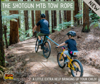 The Shotgun MTB Tow Rope for pulling your child up a hill behind you on their bike