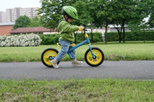 Learning to ride on a balance bike