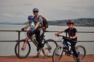 Family cycling in North Wales - family bike ride North Wales coast, flat route