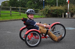 Birmingham NEC Cycle Show - Victor Recumbent bike trike for kids and adult cycling with rear wheel steering