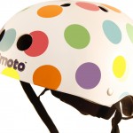 Spotty Cycle Helmet for Kids riding a bike by Kiddimoto