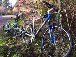 FollowMe tandem coupling in action - it was great for pulling my son and his bike behind me