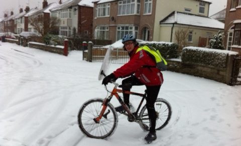 Cycling in the snow for the first time