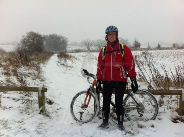 Me, Cycling in the snow for the first time! 