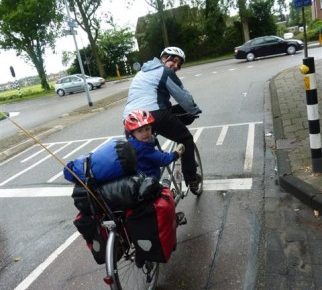 Mother and son on cycling holiday