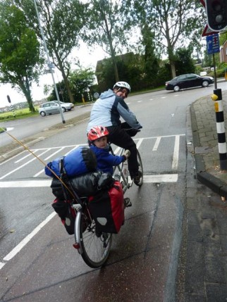 Mother and son on cycling holiday