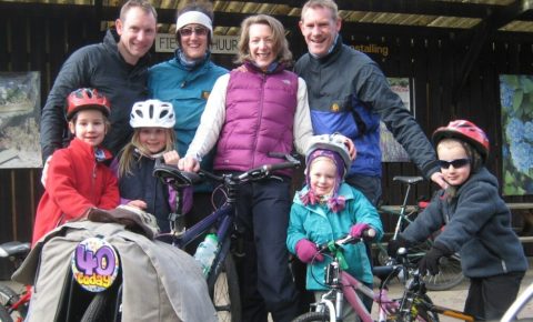 Kathryn and Liz cycling in Holland with families