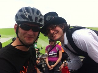 Making friends at the Great Manchester Cycle ride family race