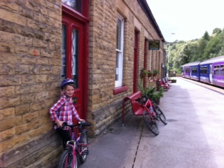 Emma bike and train on a bike ride to Todmorden