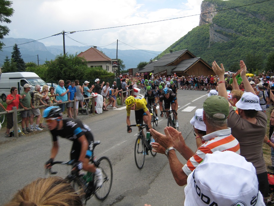 Cheering on Chris Froome at the Tour de France