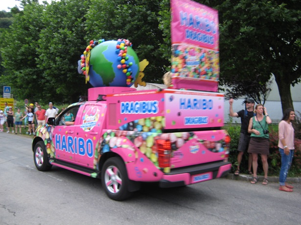 Haribo van is a major attraction when going on a Tour de France family holiday