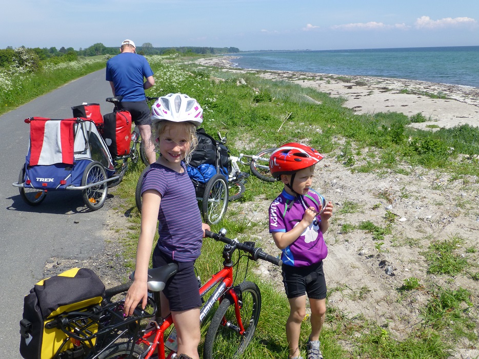 Outeredge small child's panniers on family cycling holiday to Denmark