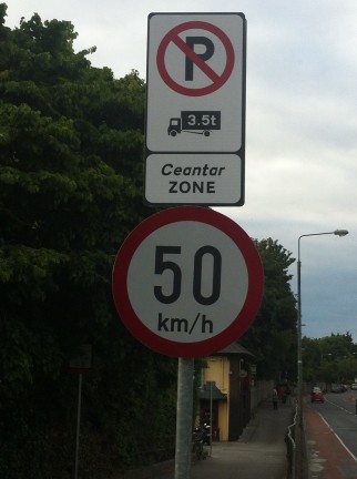 No Lorry Sign in Dublin - close up