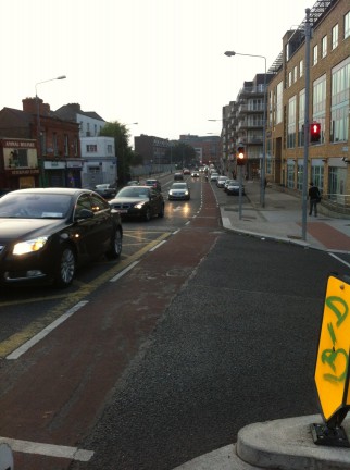 On Road Cycle Path in Dublin