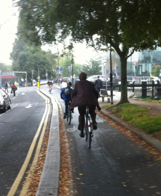 Protected cycle lane in Dublin