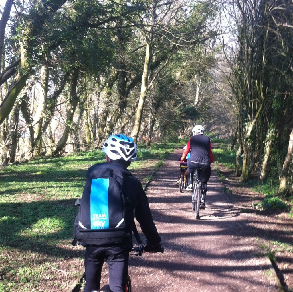 Team Sky Kids Cycling Rucksack in use