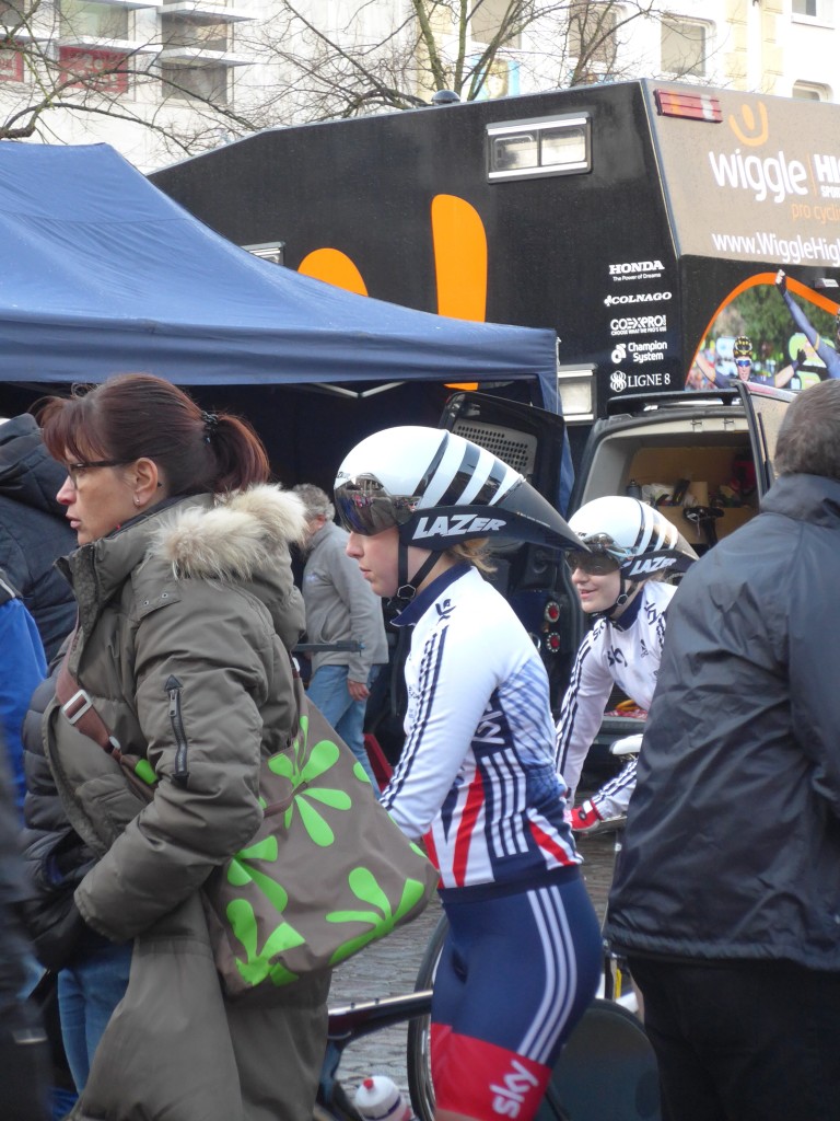 British Cycling Team getting ready for the ladies time trial in Groningen April 6th 2016