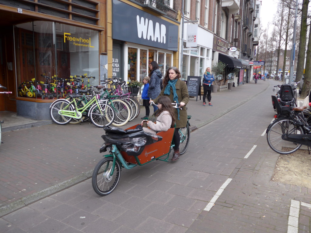 Photo of cargo bike with child in Amsterdam