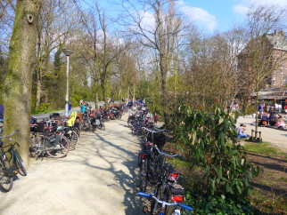 Photo of bikes outside a kids playground in Amsterdam, Holland