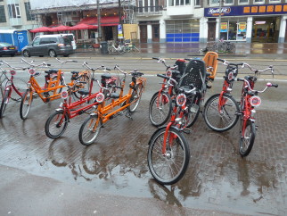 A selection of the kids bikes available to rent at the Macbikes store on Overtoom, Amsterdam, close to Vondelpark