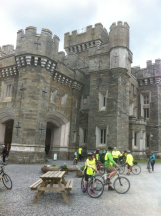 Arriving at Wray Castle by bike