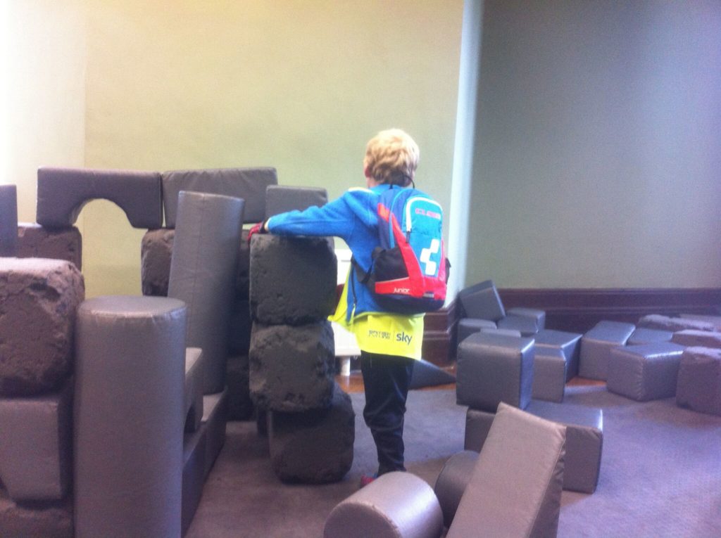 Playing with the building bricks at Wray Castle