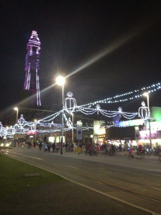 Blackpool Ride the Lights at night