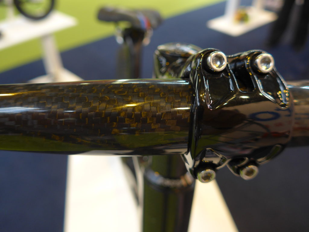 Detail of the 3K carbon weave on the Kiddimoto carbon fibre balance bike