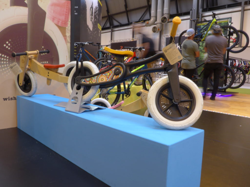 Wishbone 2 in 1 balance bikes on display at the 2016 Cycle Show, NEC Birmingham