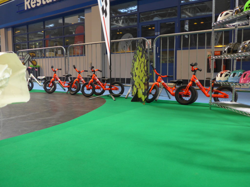 Cube balance bikes at the 2016 Cycle Show kids test track
