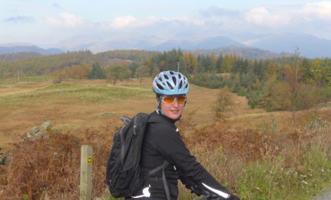 Enjoying the view from the North Face Mountain Bike Trail at Grizedale Forest