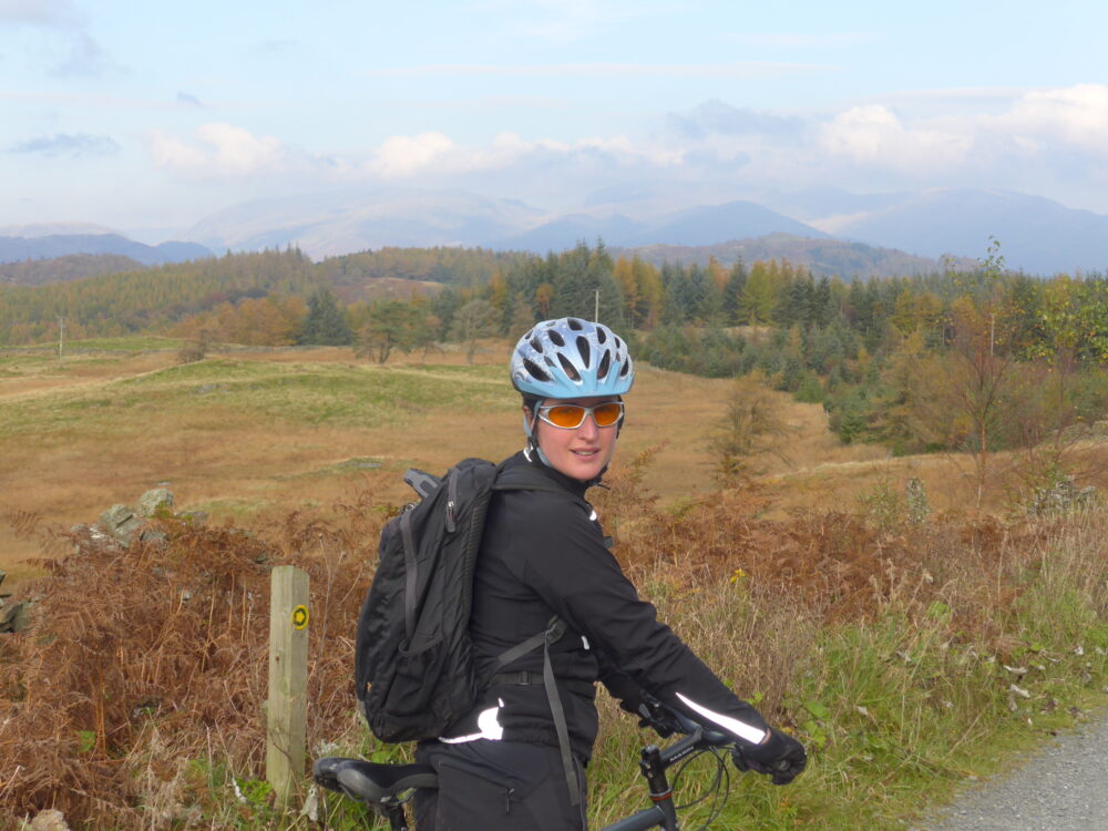 Enjoying the view from the North Face Mountain Bike Trail at Grizedale Forest
