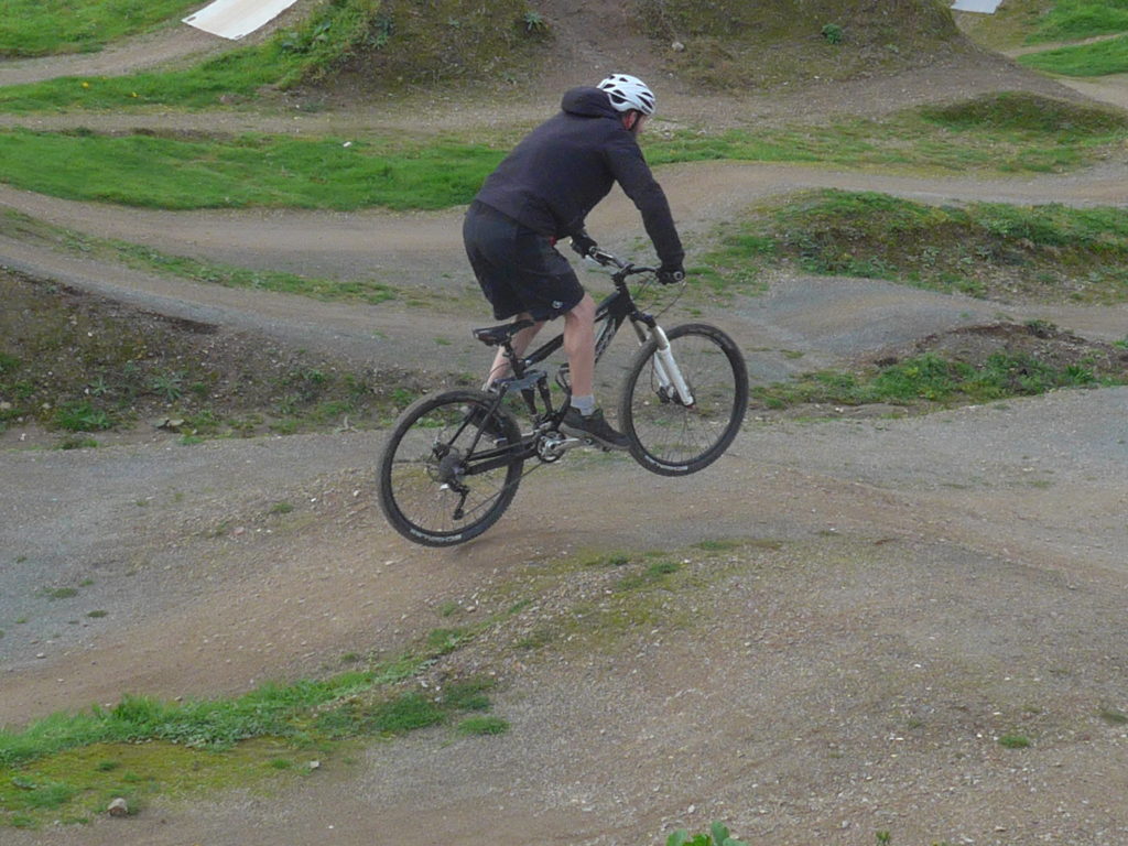 Chris practising his jumps at The Track, Redruth, Cornwall