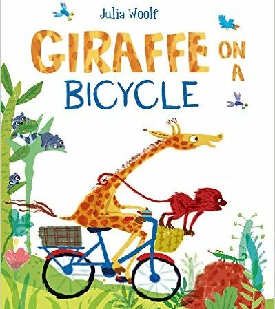 Giraffe on a bicycle kids book about cycling