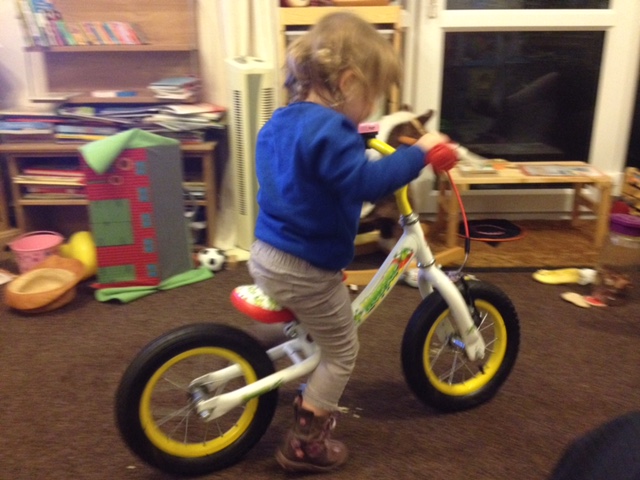 Riding the Claud Butler balance bike