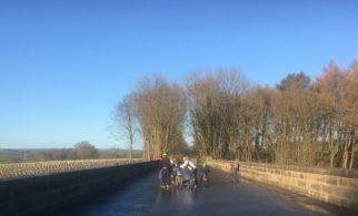 Cycling across the Nidd Gorge Viaduct 