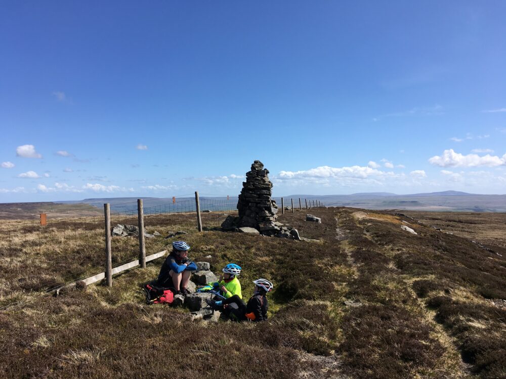 Sheltering from the wind at the top