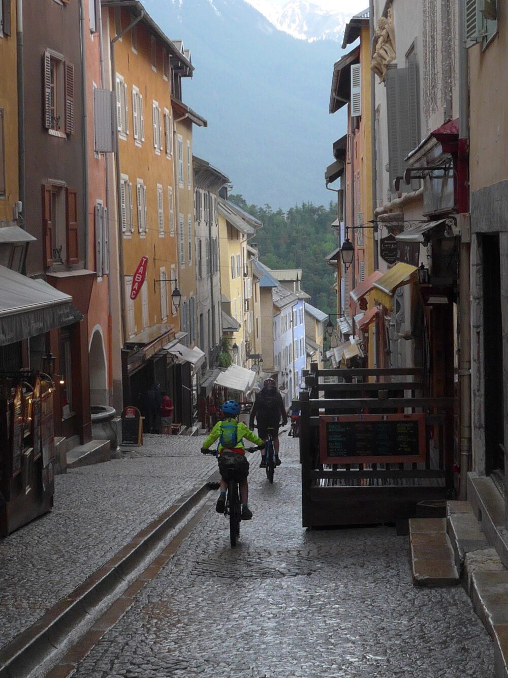 Cycling through the centre of Briancon