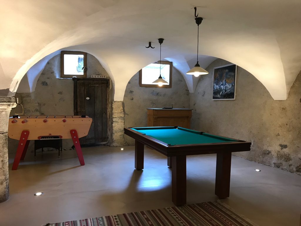 Family friendly accommodation in the French alps suitable for older kids and teenagers - pool table and table football will keep them entertained after a day of skiing or cycling
