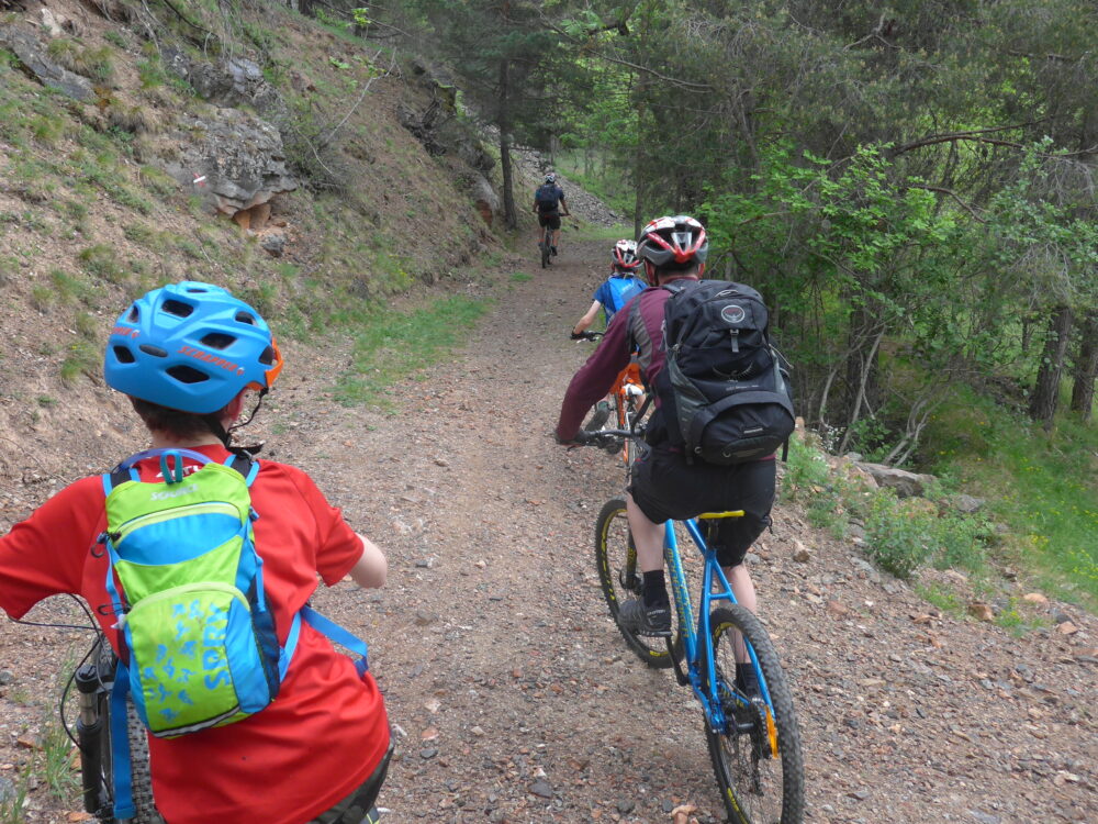 Getting used to our rental bikes on the way from Les Alberts to Briancon in the French Alps