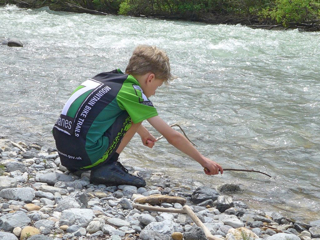 River Clarée in the French Alps - meltwater and floating sticks