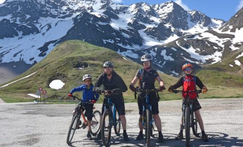 Family Cycling in the French Alps - the top of Col du Lautaret