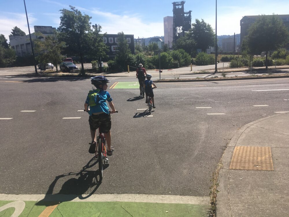 Road markings for cyclists in Portland, USA