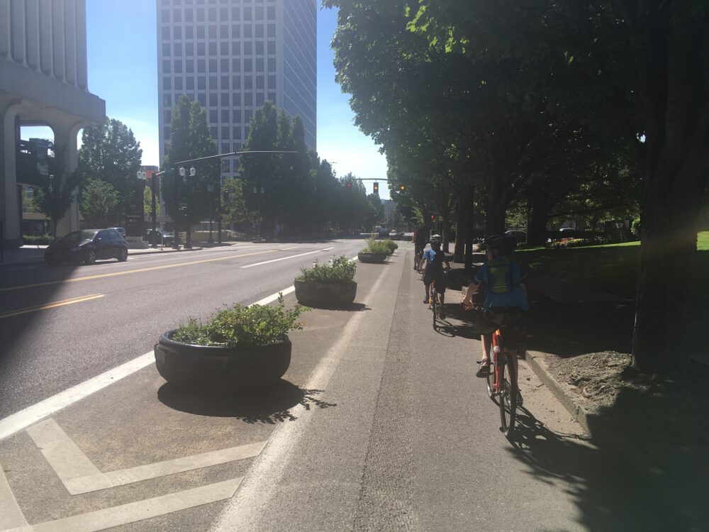 Portland street furniture protecting cyclists