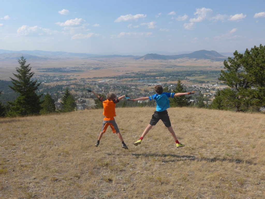 Jumping for joy on the Diretissima Trail, MTB in Helena Montana