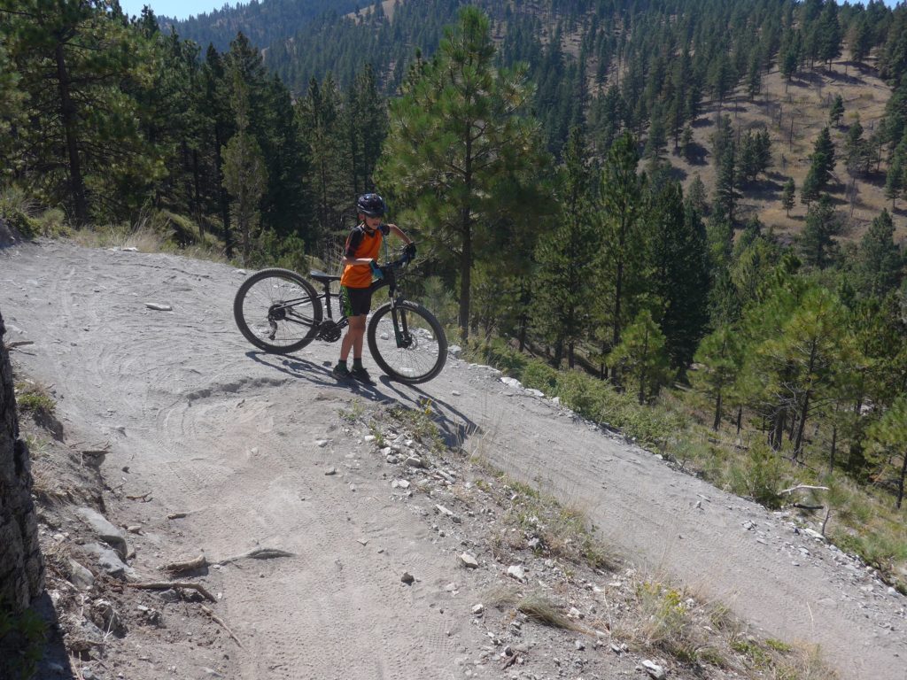 ound a hairpin bend pushing a MTB in Helena Montana