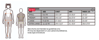 Polaris Kids Jacket Sizing chart