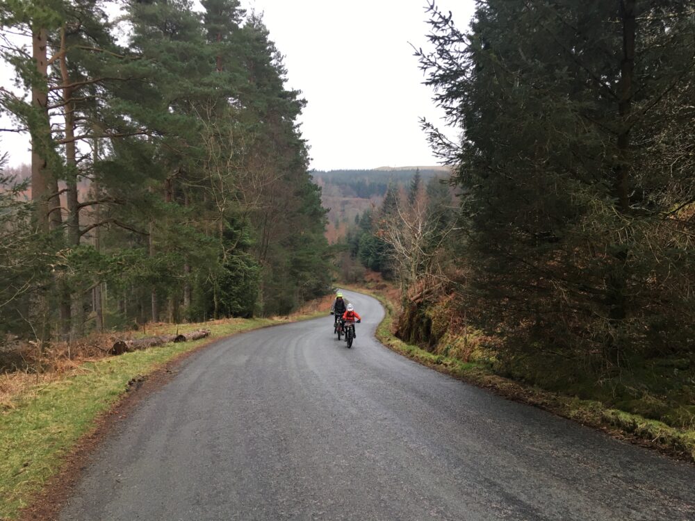 Steep climb up Whinlatter pass to get to blue run