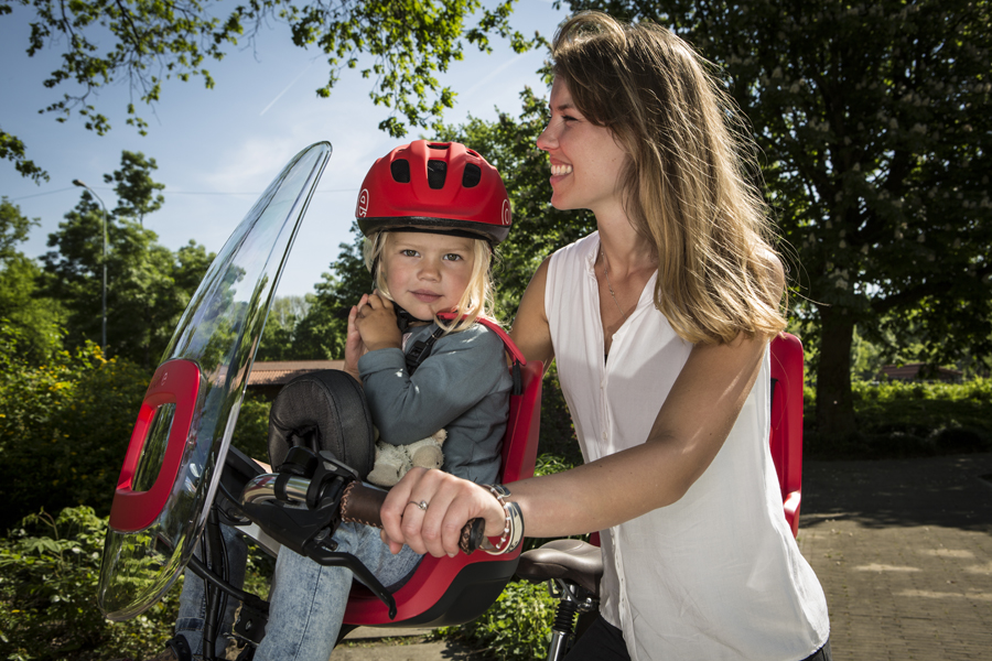 Bobike front kids bike seat in action