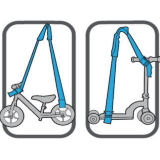 How to carry a balance bike or scooter using a strap